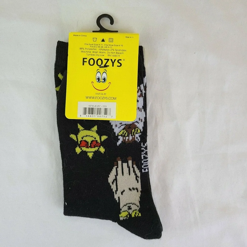 Foozys Cat with Sunglasses Sun Sunshine Kitty Animal Black‎ Pairs Women's Socks